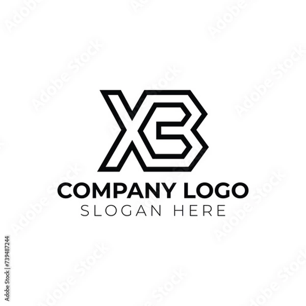 Obraz XB letters negative space logo design creative typography monogram vector