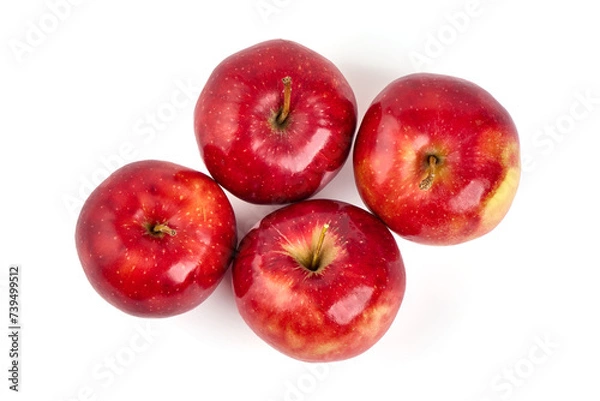 Fototapeta Shiny Red ripe apples, isolated on white background. High resolution image.
