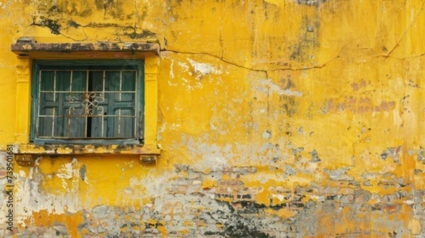 Obraz background of an old wall, painted in a faded yellow, exuding a sense of history