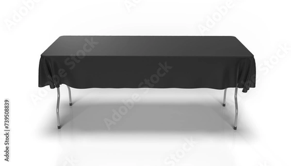 Fototapeta Trade show exhibition advertising runner table half Drape cloth Banner or Table cover. 3d render illustration.