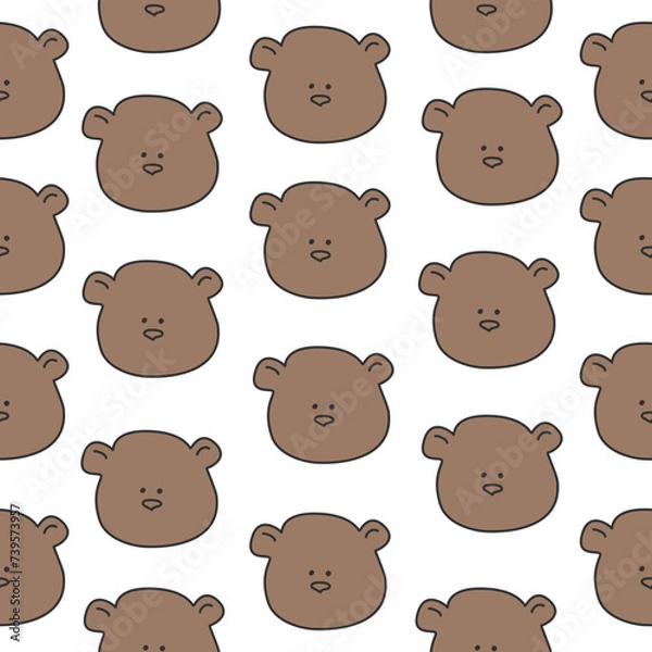 Obraz Seamless pattern of cute bear cubs in cartoon style.
