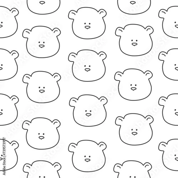 Fototapeta Seamless pattern of cute bear cubs in cartoon style.