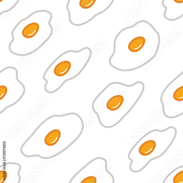 Fototapeta Seamless pattern, fried eggs with bright yolk. Cheerful and cute.
