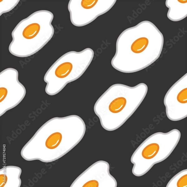 Obraz Seamless pattern, fried eggs with bright yolk. Cheerful and cute.