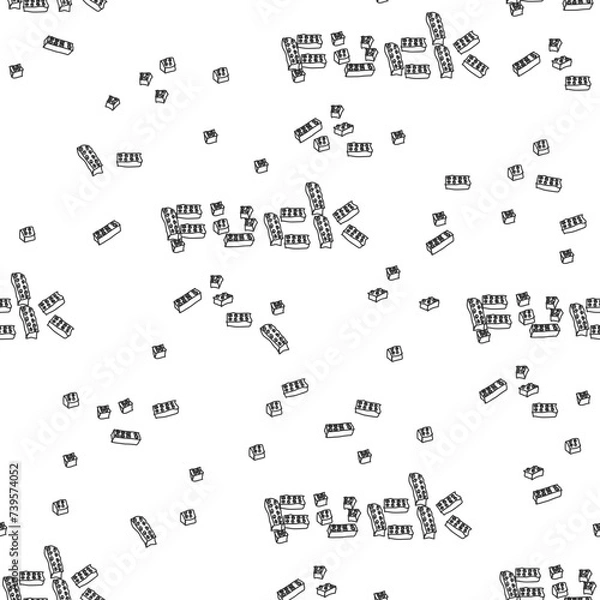 Fototapeta Scattered parts of a construction set, collected into a word. Vector seamless pattern.
