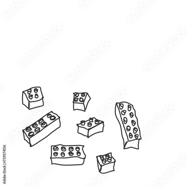 Fototapeta Scattered parts of a construction set, vector.