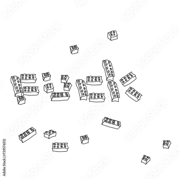 Fototapeta Scattered parts of a construction set, collected into a word.