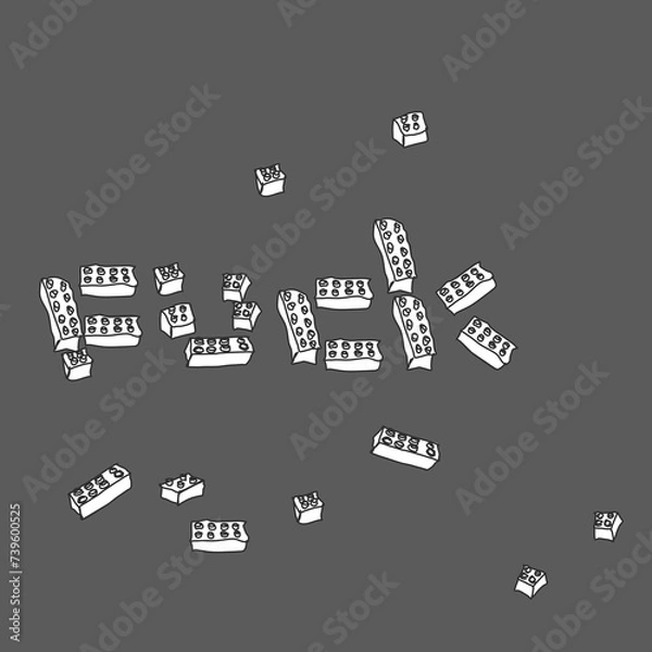 Fototapeta Scattered parts of a construction set, collected into a word.