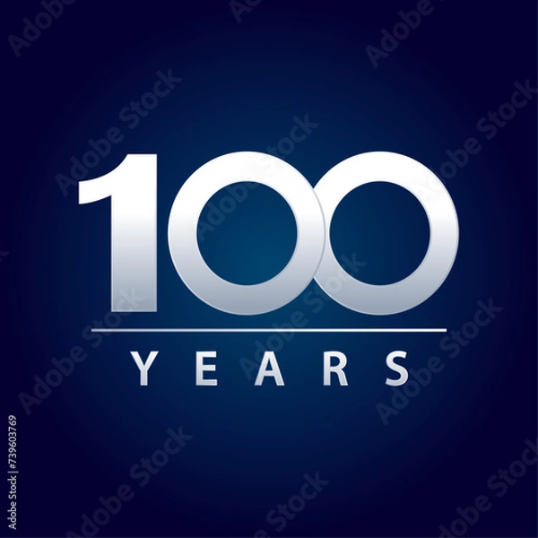 Obraz 100 years blue and silver gradient for celebration, events, anniversary. blue background