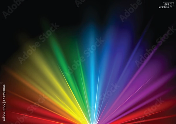 Fototapeta Colorful glowing bright light background or rainbow shining star sparkling concept. 3D Illustration
