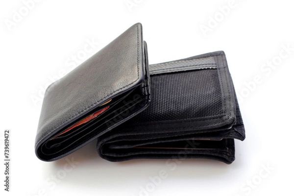 Fototapeta Black wallets on white background.