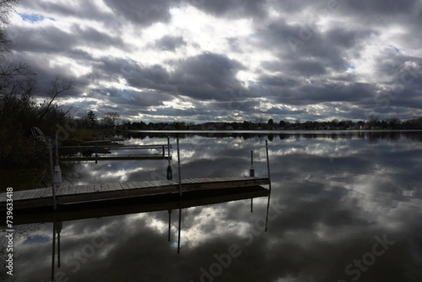 Obraz silver sunset over the river