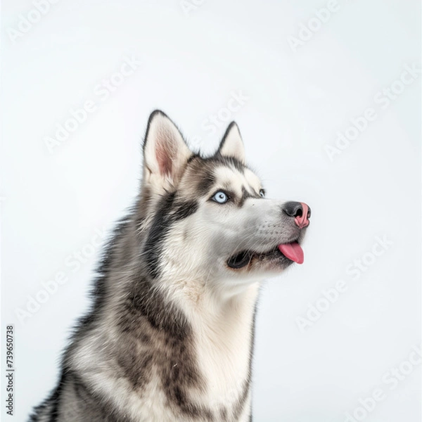 Fototapeta Siberian husky dog side view adorable