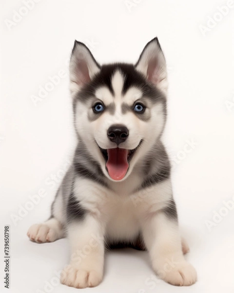 Obraz Siberian husky puppy playful happy isolate photo