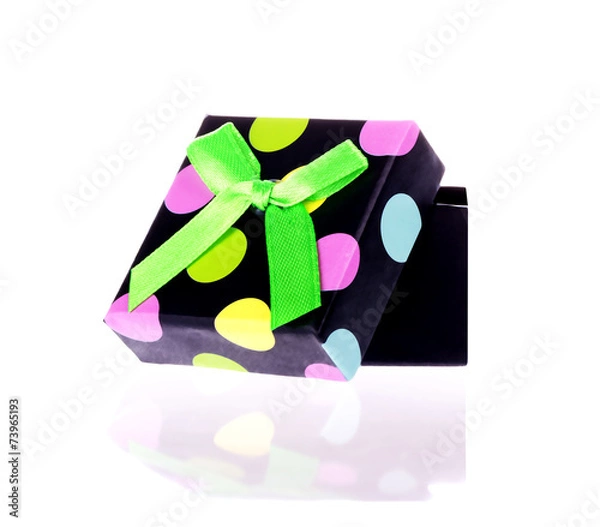 Fototapeta Gift box with bow isolated on white background