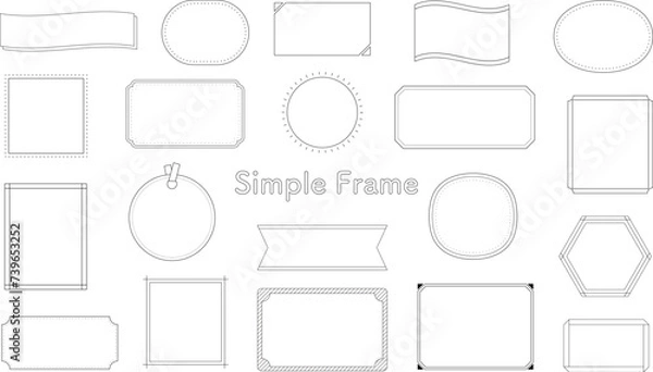 Fototapeta シンプルなフレームのセット　飾り　装飾　枠　デザイン　タイトル　ラベル　見出し　飾り枠　線　背景