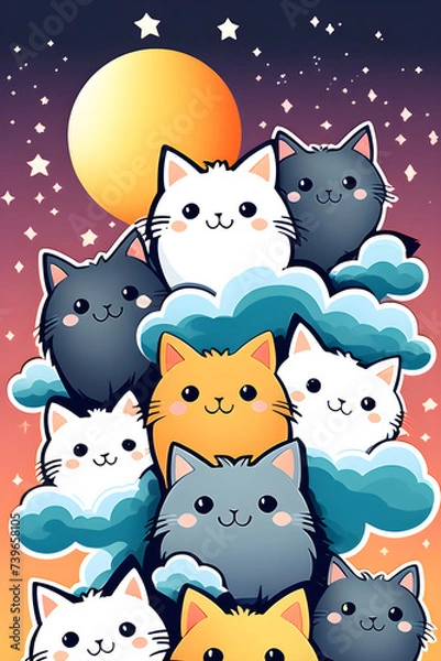 Fototapeta cute cats, Generative AI