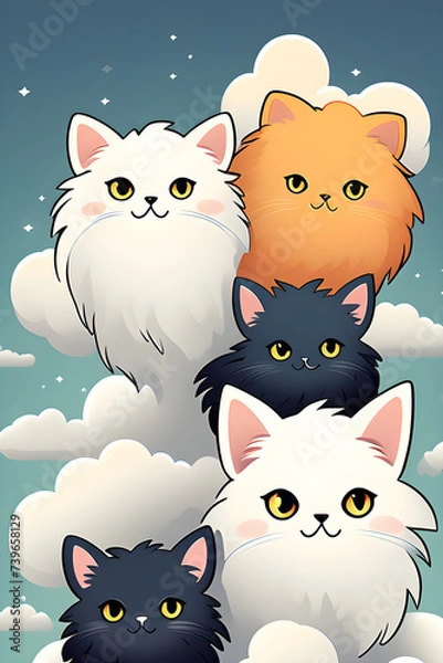 Fototapeta cute cats, Generative AI