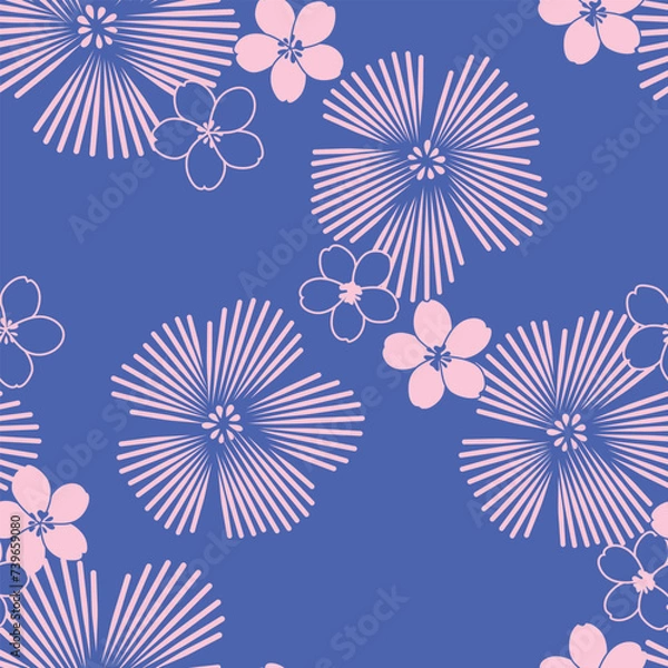 Fototapeta Sakura Flower Lines Design Pattern