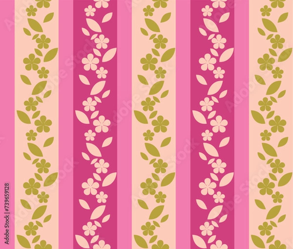 Fototapeta Floral Leaf Vines Stripe Pattern Design