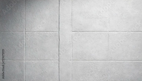 Fototapeta White wall background. Rough cement texture and brick pattern