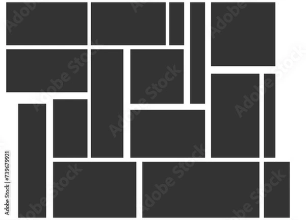 Obraz 16 Photo collage template. Moodboard layout. Mood board background. Mosaic picture frame. Scrapbook grid. Gallery banner. Retro photo frame. Album brandboard. Set portfolio images. Vector illustration