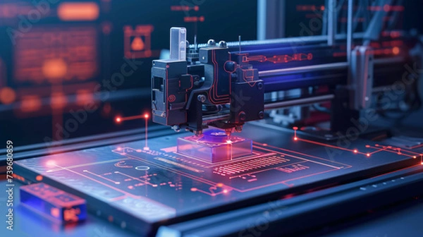 Obraz 3d printer futuristic manufacturing and robotic
