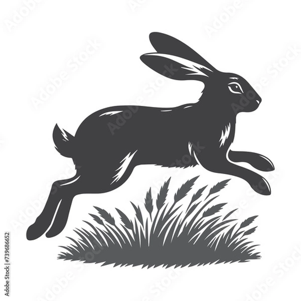 Fototapeta Rabbit Vector. Isolated rabbit shadow on a white background