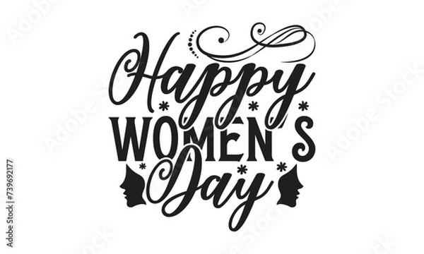 Obraz  Happy women’s day  -  on white background,Instant Digital Download. Illustration for prints on t-shirt and bags, posters