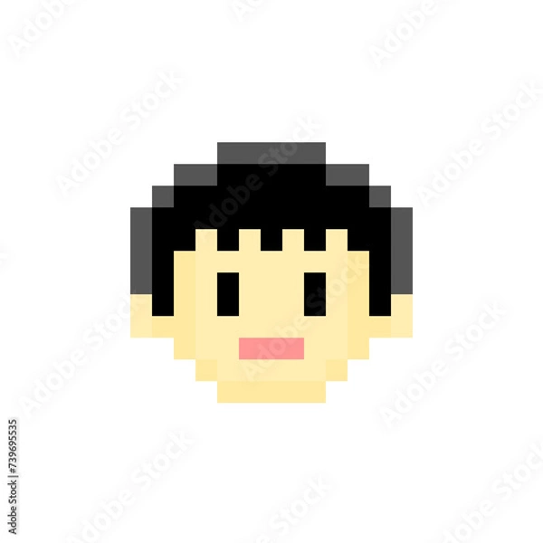 Obraz ドットで描かれた短い黒髪の人の顔