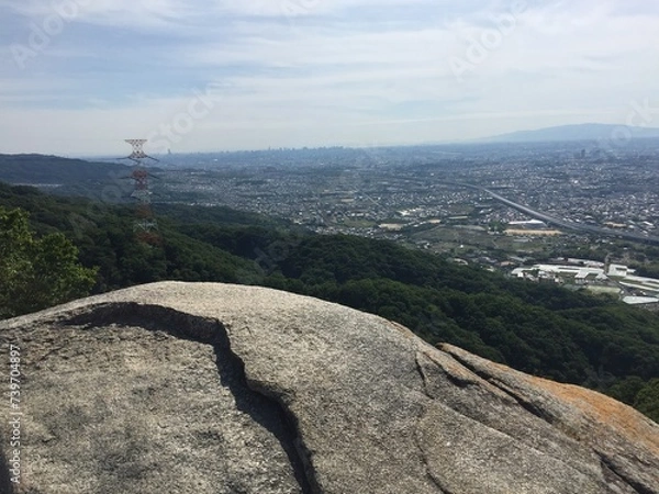 Obraz 天気が良い日の交野山の山頂からの景色
