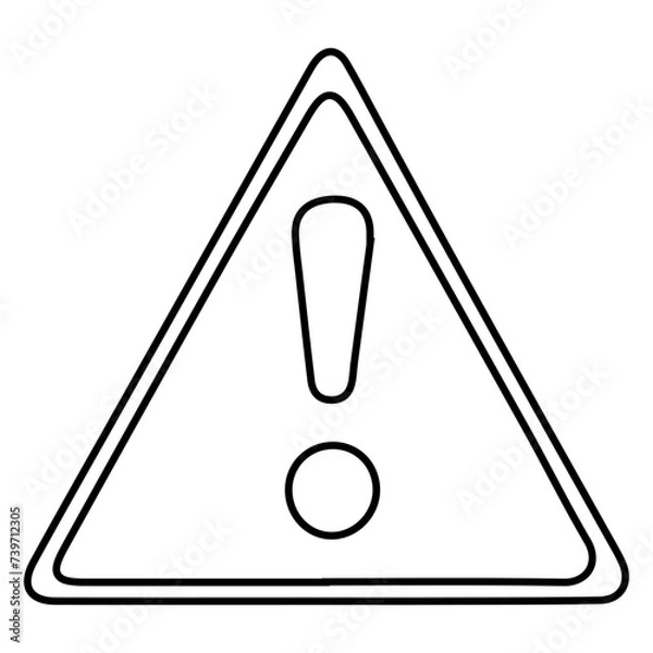 Obraz Black line Exclamation mark in triangle symbol icon outline hazard warning sign, careful, attention, danger warning sign. Vector Illustration