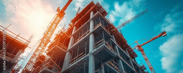 Obraz Crane and building construction site