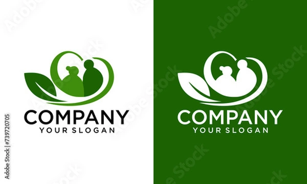 Fototapeta Creative seniors leaf/old man leaf logo charitable foundation vector logo