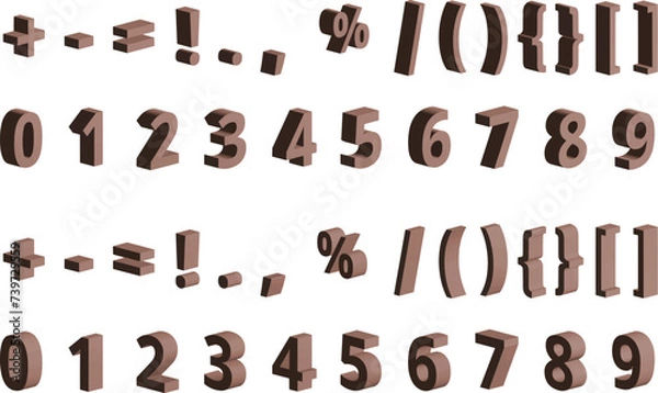 Obraz アイソメ数字セットチョコレート