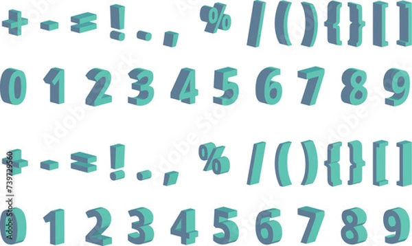 Fototapeta アイソメ数字セットグリーン