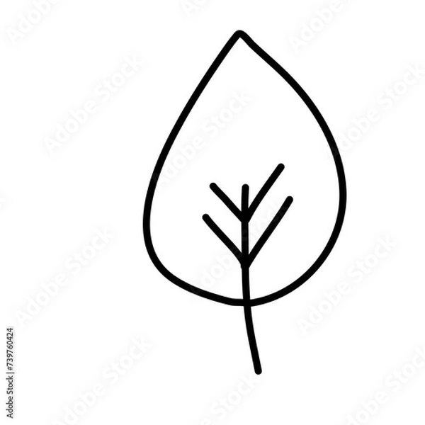 Fototapeta Leaf Line Minimal Icon