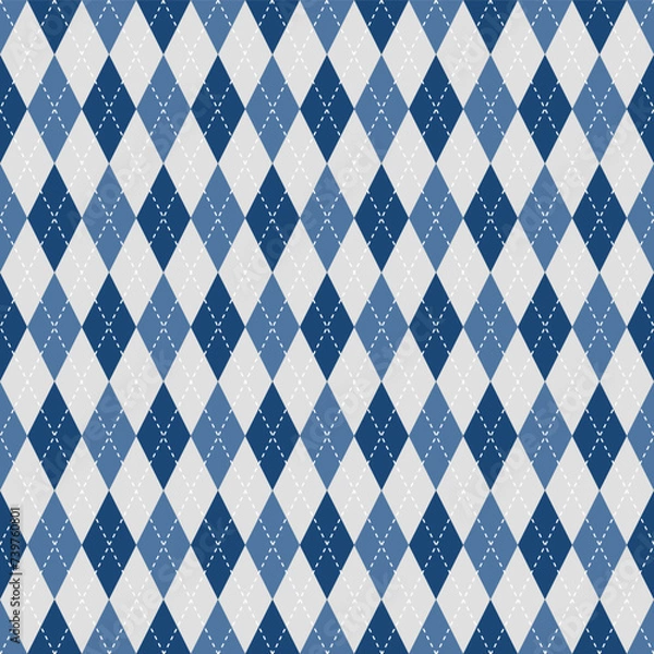Fototapeta Navy blue argyle pattern. Argyle vector pattern. Argyle pattern. Seamless geometric pattern for clothing, wrapping paper, backdrop, background, gift card, sweater.