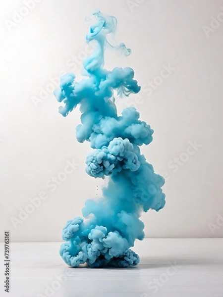 Obraz White background white floor with teal smoke