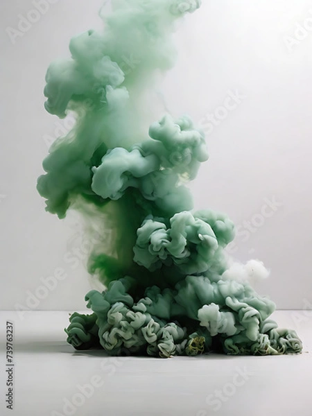 Obraz White background white floor with green smoke