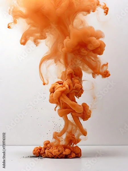 Obraz White background white floor with orange smoke