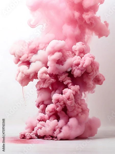 Obraz White background white floor with pink smoke
