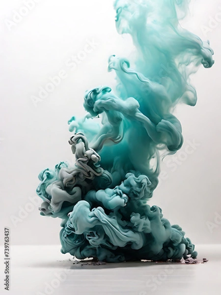 Obraz White background white floor with blue smoke