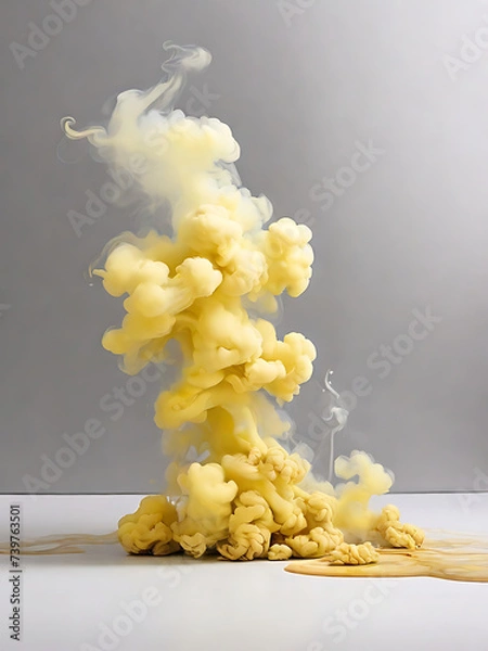 Obraz White background white floor with yellow smoke