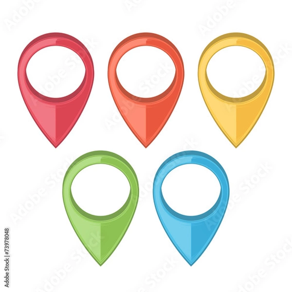 Fototapeta Set of Map Pointers. Gps Icons. Colored line art. Retro design