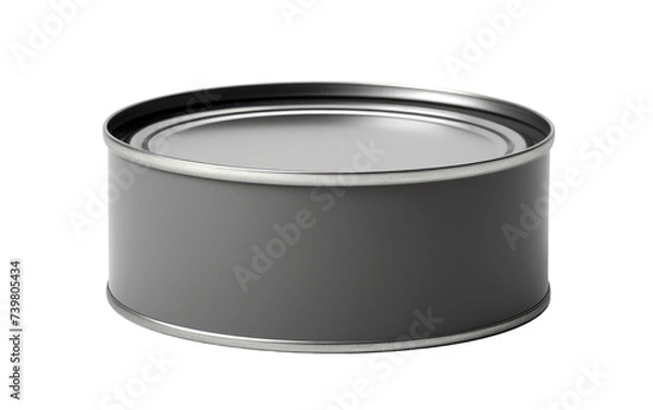Fototapeta A metal tin showcasing its design and texture. on a White or Clear Surface PNG Transparent Background.