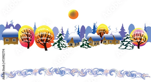 Obraz Christmas landscape in the village