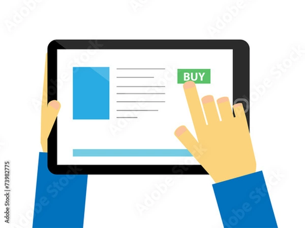Fototapeta Flat design tablet with hands