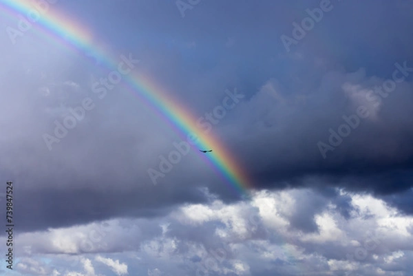 Obraz Flying Through The Clouds and Rainbow