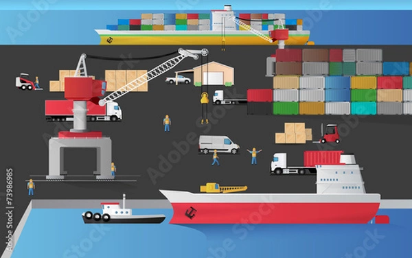 Obraz Harbour Cargo docked